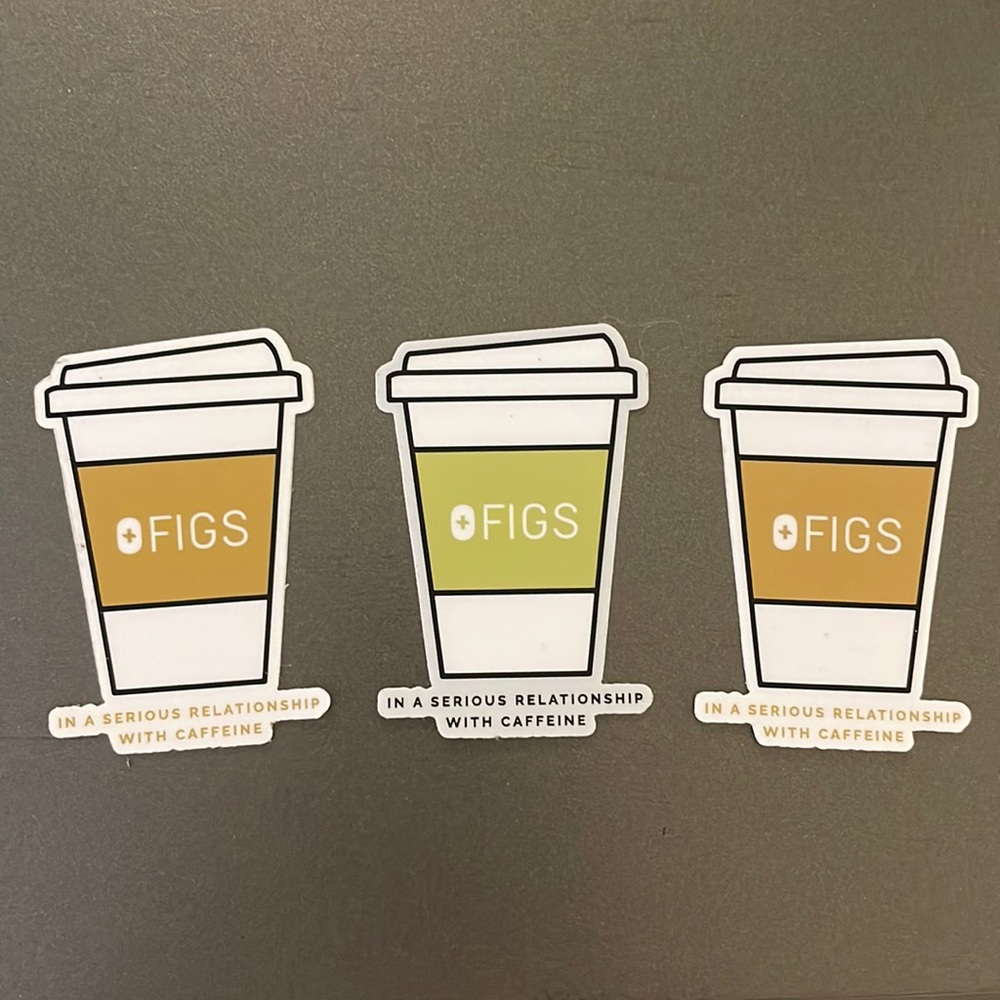 Total of 3 FIGS coffee cup sticker! Brand new!